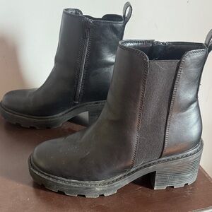 SO Black Chunky Heel Ankle Boots